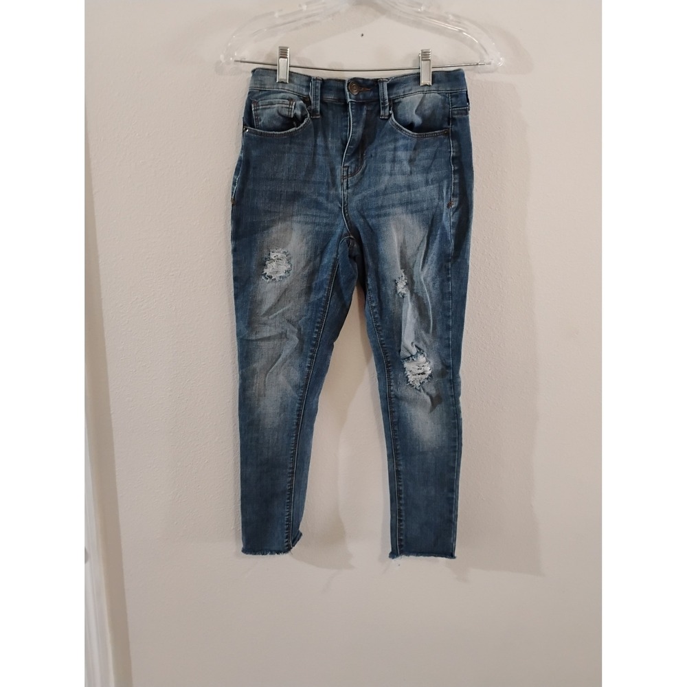 Mudd High Rise Jean Legging Medium Wash Distressed FLX Stretch Skinny Jeans 3